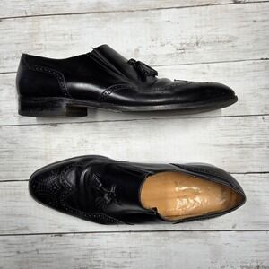 Gravati‎ Wingtip Tassel Loafer Brogue Dress Shoe Mens 12 N Black Italian Leather